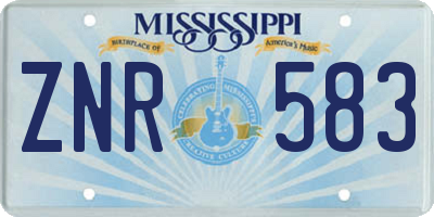 MS license plate ZNR583