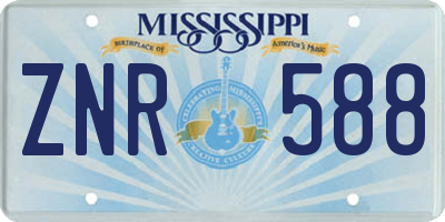 MS license plate ZNR588