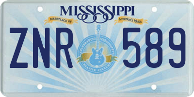 MS license plate ZNR589