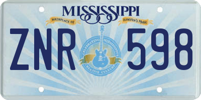 MS license plate ZNR598