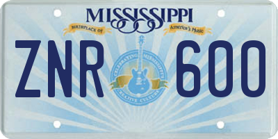 MS license plate ZNR600