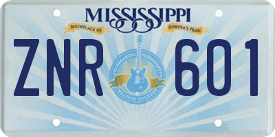 MS license plate ZNR601