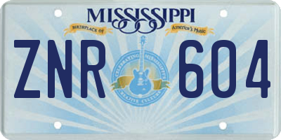 MS license plate ZNR604
