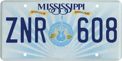 MS license plate ZNR608