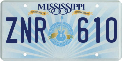 MS license plate ZNR610