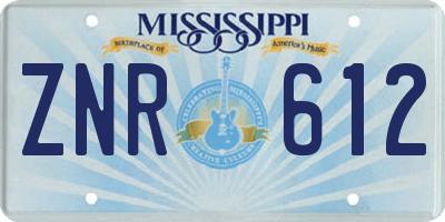 MS license plate ZNR612