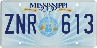 MS license plate ZNR613