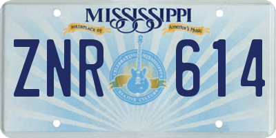 MS license plate ZNR614