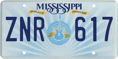 MS license plate ZNR617