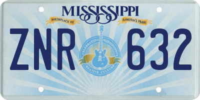 MS license plate ZNR632