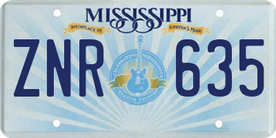 MS license plate ZNR635