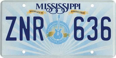 MS license plate ZNR636