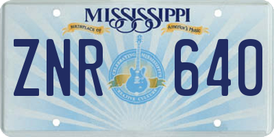 MS license plate ZNR640