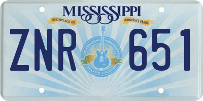 MS license plate ZNR651