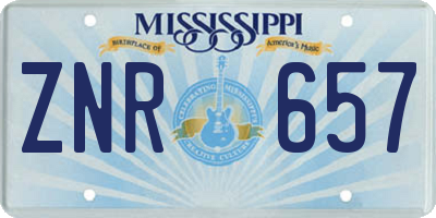 MS license plate ZNR657