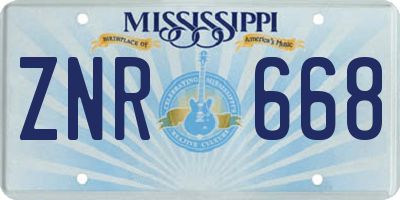 MS license plate ZNR668