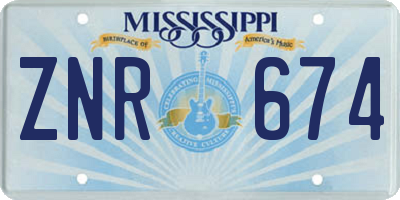 MS license plate ZNR674