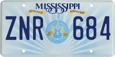 MS license plate ZNR684