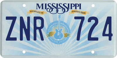 MS license plate ZNR724