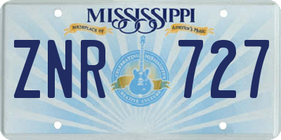 MS license plate ZNR727