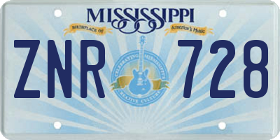 MS license plate ZNR728