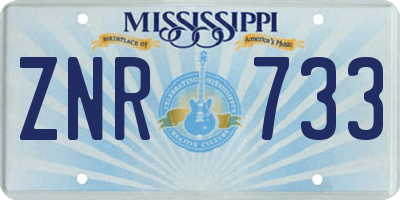 MS license plate ZNR733