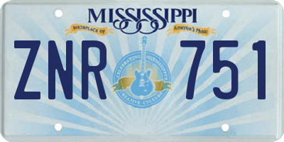 MS license plate ZNR751
