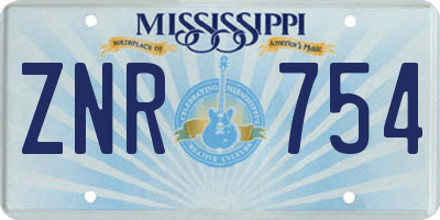 MS license plate ZNR754