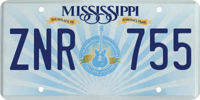 MS license plate ZNR755