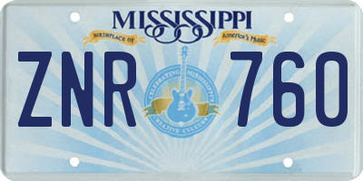 MS license plate ZNR760