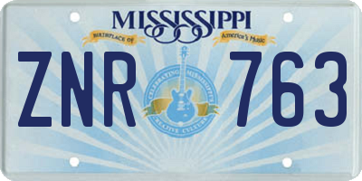 MS license plate ZNR763