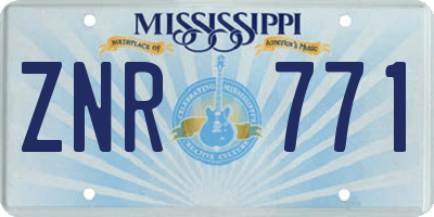MS license plate ZNR771