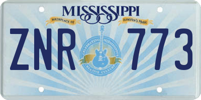 MS license plate ZNR773