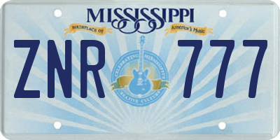 MS license plate ZNR777