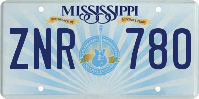 MS license plate ZNR780