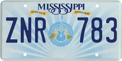 MS license plate ZNR783