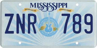 MS license plate ZNR789