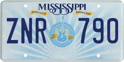 MS license plate ZNR790