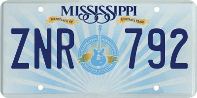 MS license plate ZNR792