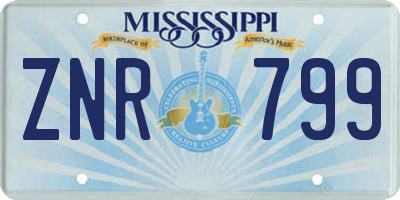 MS license plate ZNR799