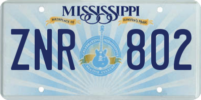 MS license plate ZNR802