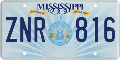 MS license plate ZNR816