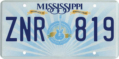 MS license plate ZNR819