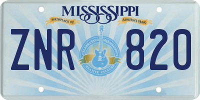 MS license plate ZNR820