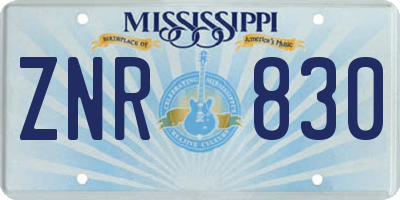 MS license plate ZNR830