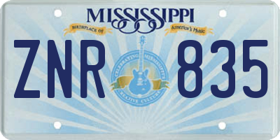 MS license plate ZNR835