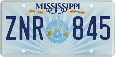 MS license plate ZNR845