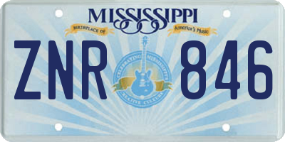 MS license plate ZNR846