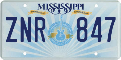 MS license plate ZNR847