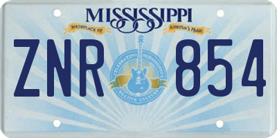 MS license plate ZNR854